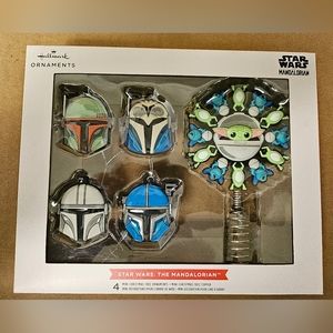 2023 Hallmark Star Wars: Mandalorian Mini Christmas Tree Topper +4 Ornaments NEW